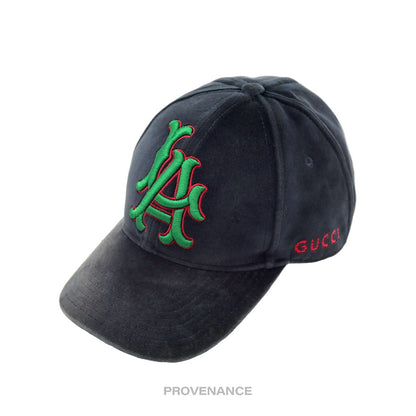 🔴 Gucci x MLB LA Angels Velour Hat Cap - Black Velour