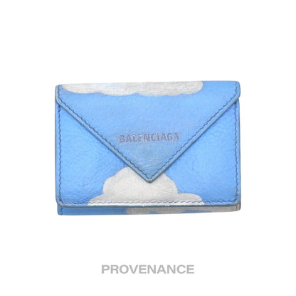 🔴 Balenciaga Papier Mini Card Wallet - Cloud Blue Leather