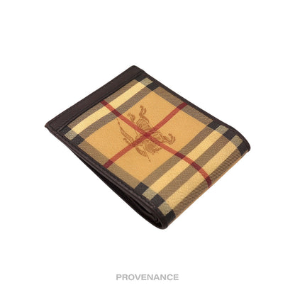 🔴 Burberry 8CC Trifold Wallet - Haymarket Check Chocolate