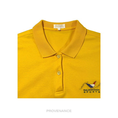 🔴 Balenciaga Sports Pique Polo Shirt - Yellow Embroidered