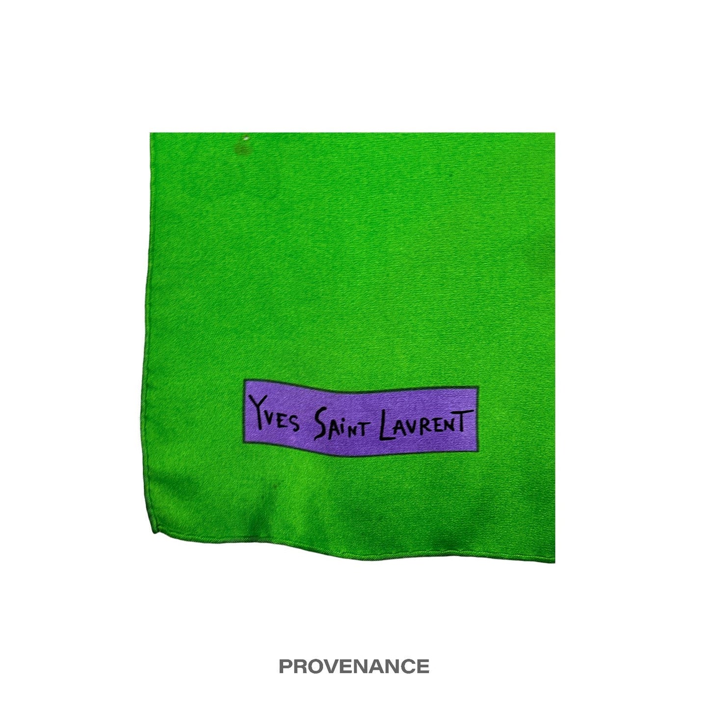 🔴 Yves Saint Laurent YSL Silk Scarf - Green/Blue 75cm
