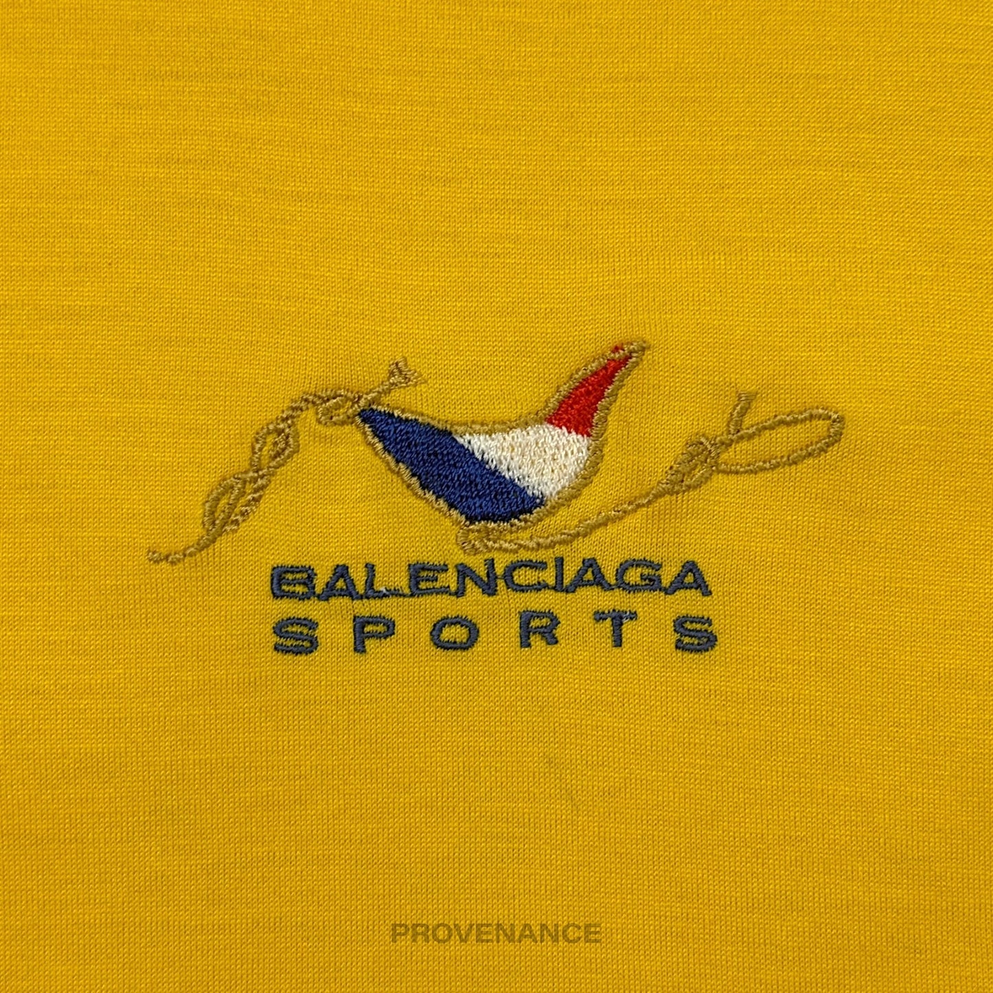 🔴 Balenciaga Sports Pique Polo Shirt - Yellow Embroidered