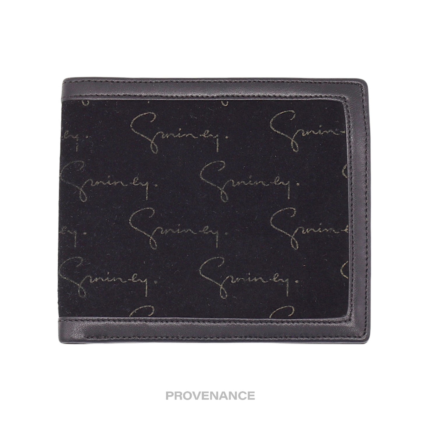 🔴 Givenchy Script Bifold Wallet - Black Suede