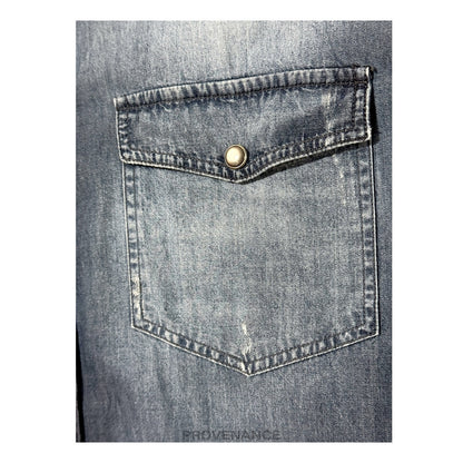 🔴 Pierre Balmain Studded Denim Shirt - Blue 46 36 S