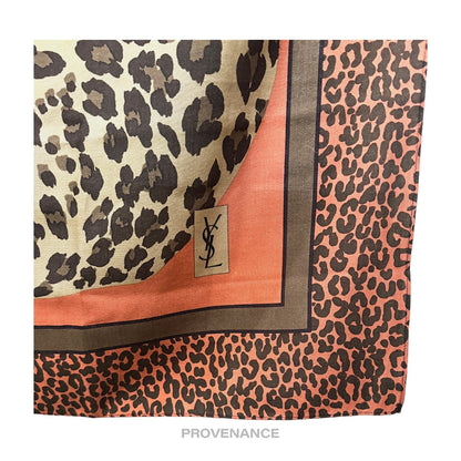 🔴 Yves Saint Laurent YSL Leopard Scarf 105 - Burnt Sienna