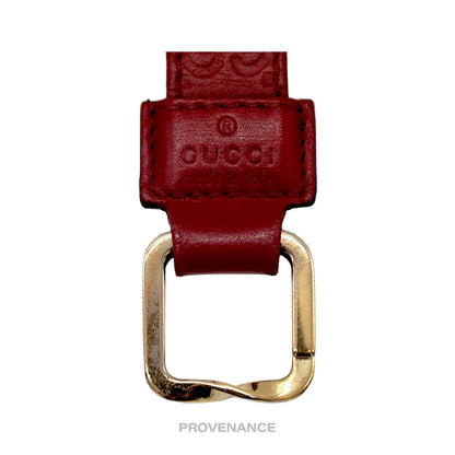 🔴 Gucci Keychain - Red GG Guccissima Leather Gold