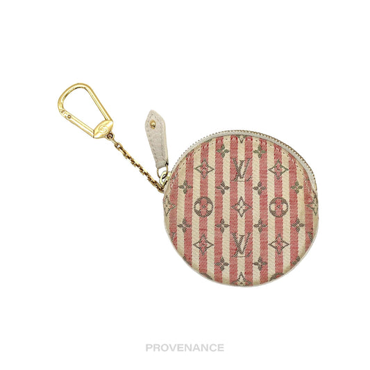 🔴 Louis Vuitton Round Key Pouch Cles - Monogram Rayée Red