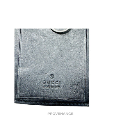 🔴 Gucci Bow 6 Key Holder - Black Guccissima Leather Gold