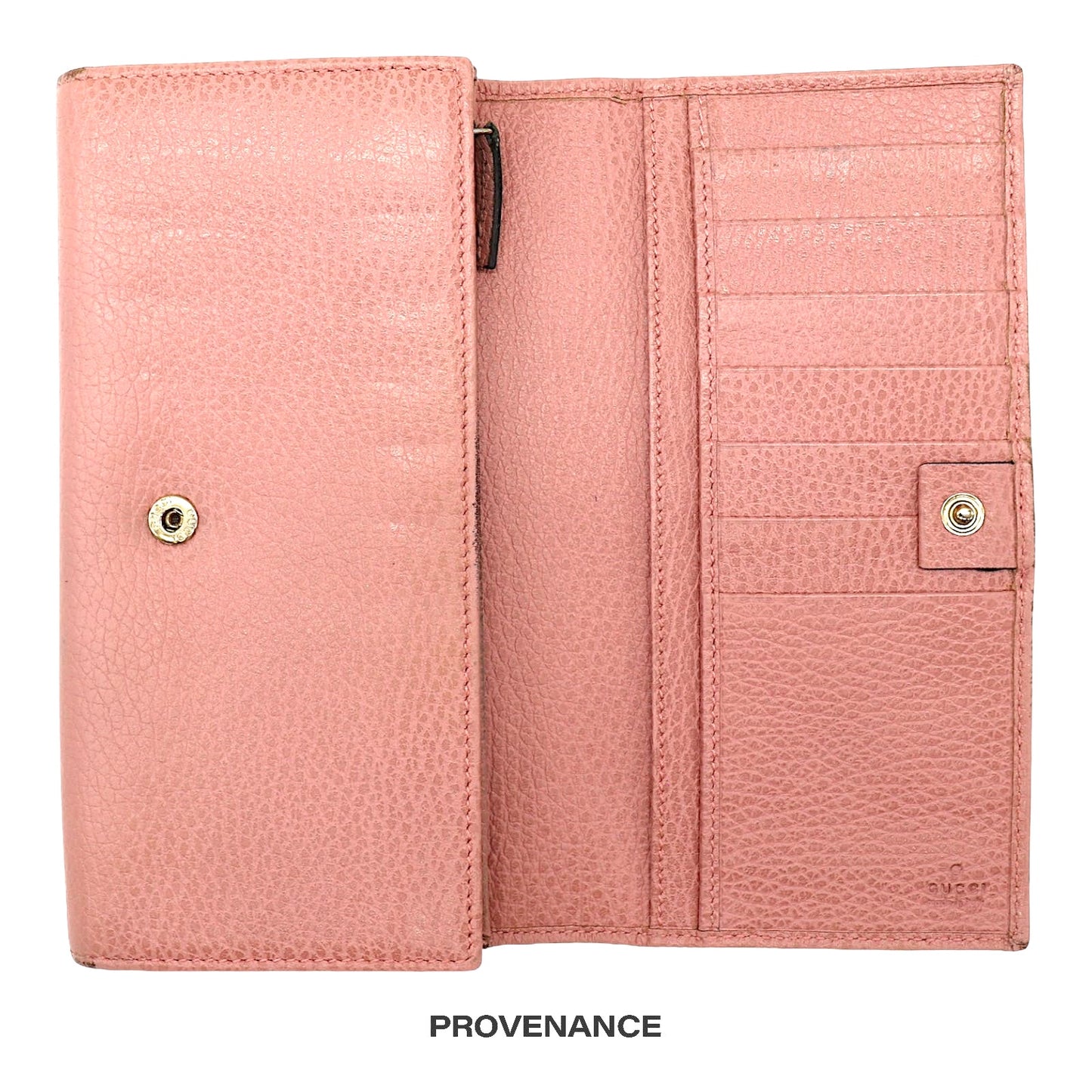 🔴 Gucci "Made in Italy" Long Wallet - Powder Pink Leather