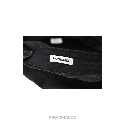🔴 Balenciaga Embroidered Rainbow Logo Cap - Washed Black