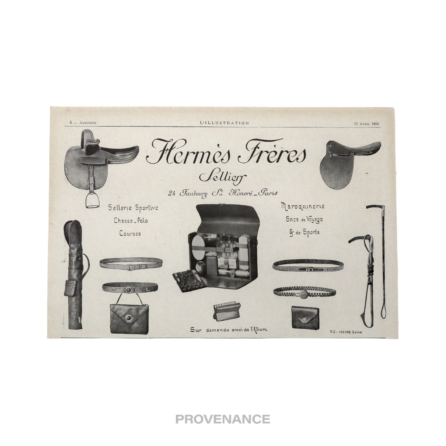 🔴 Hermes Antique Vintage Newsprint Ad - Hermès Frères