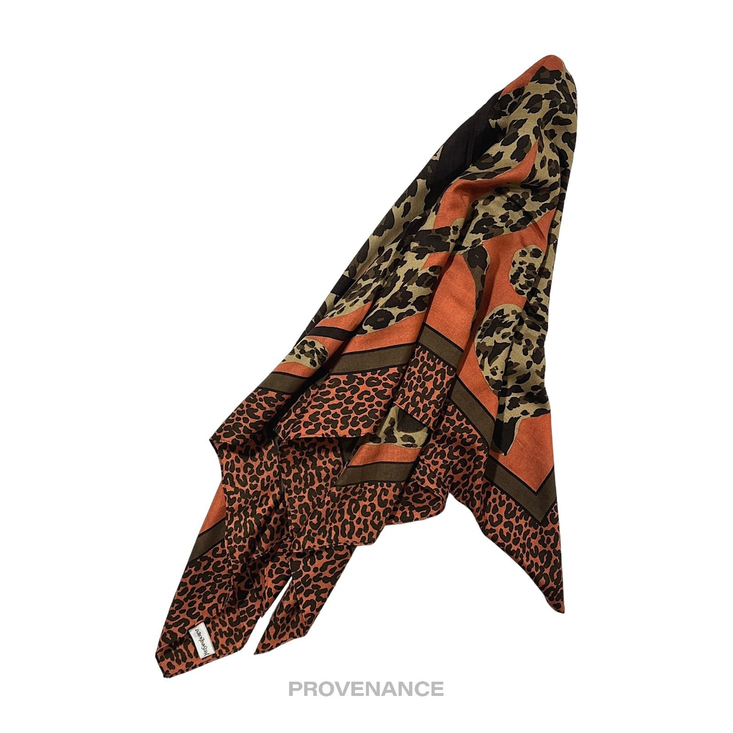 🔴 Yves Saint Laurent YSL Leopard Scarf 105 - Burnt Sienna