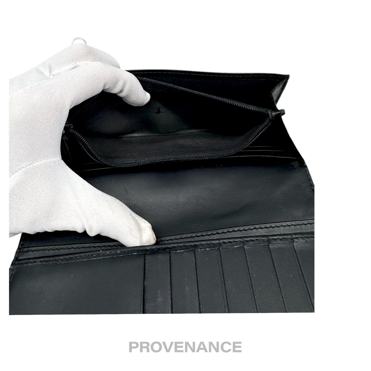 🔴 Gucci Long Wallet - Black Guccissima Leather