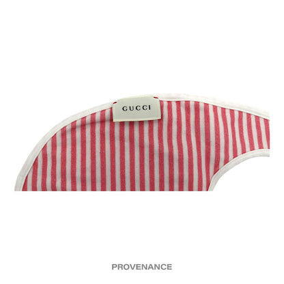 🔴 Gucci Logo Baby Infant Bib - Heart Cherry Striped Cotton