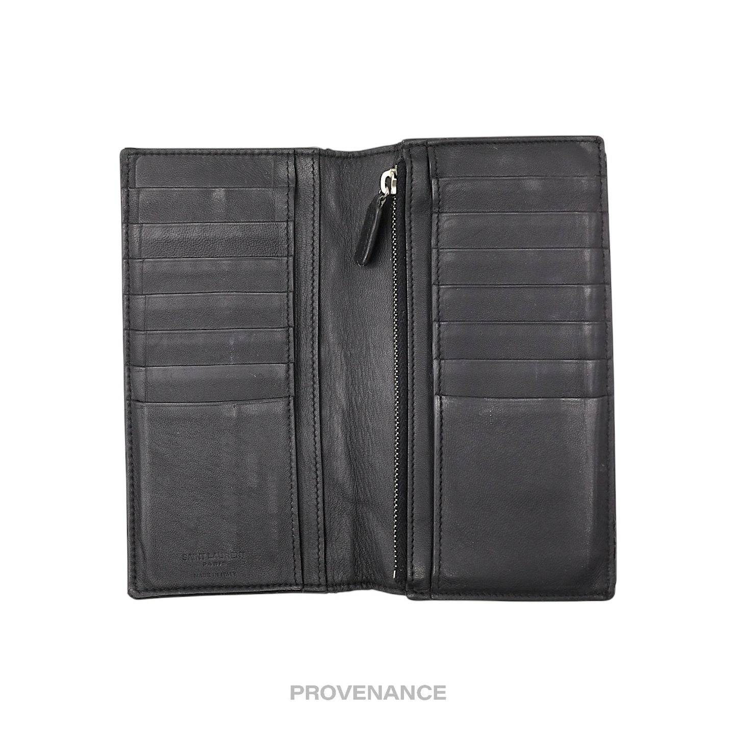 🔴 Saint Laurent Paris SLP Long Wallet - Black Croc Leather