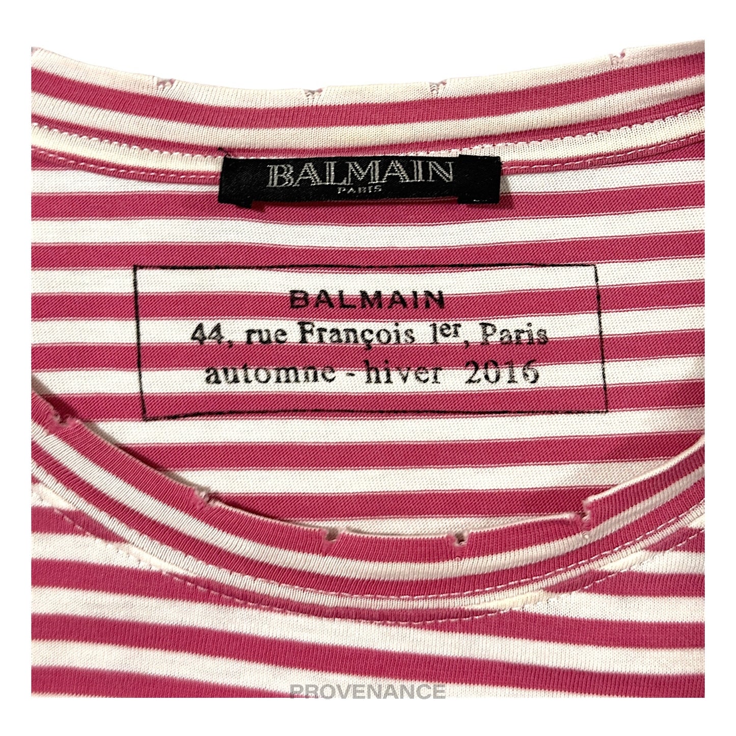 🔴 Balmain Striped Long Sleeve T-Shirt - Red White