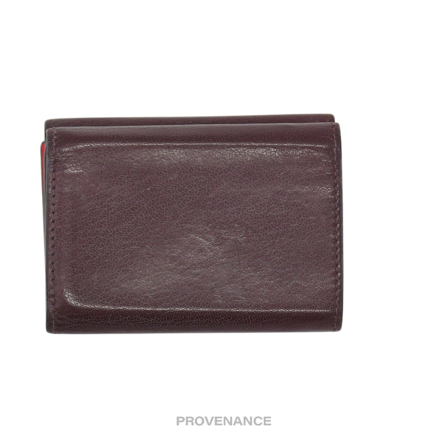 🔴 Givenchy Two Tone Trifold Wallet - Burgundy Red Leather