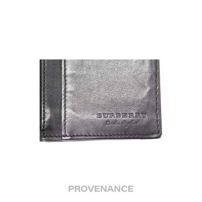 🔴 Burberry Logo Long Wallet - Black Leather