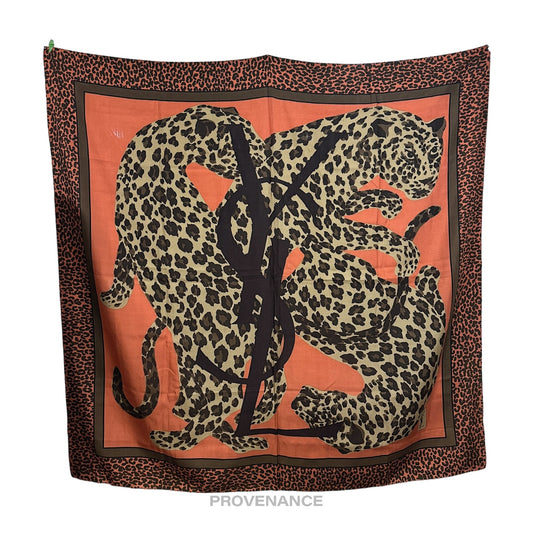 🔴 Yves Saint Laurent YSL Leopard Scarf 105 - Burnt Sienna