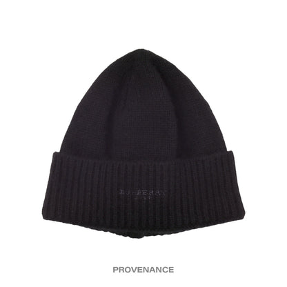 🔴 Burberry Golf Logo Beanie Cap - Black Cashmere