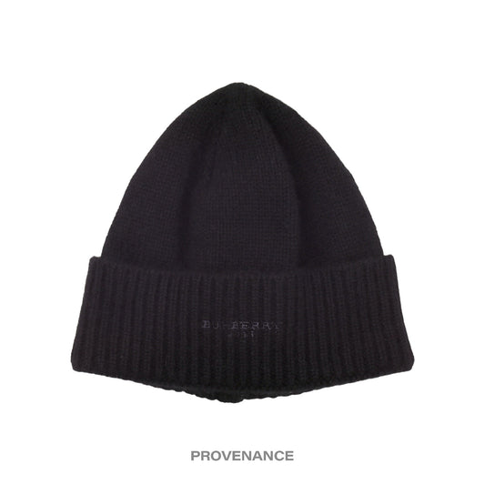 🔴 Burberry Golf Logo Beanie Cap - Black Cashmere