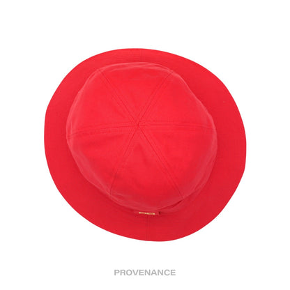 🔴 Balenciaga BB Logo Embroidered Bucket Hat - Red M
