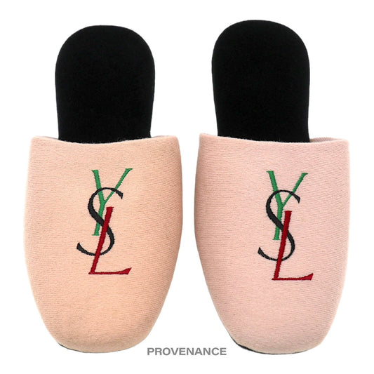 🔴 Yves Saint Laurent YSL Logo Slipper - Powder Pink Velour