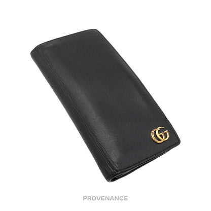 🔴 Gucci GG Marmont Long Wallet - Black Leather