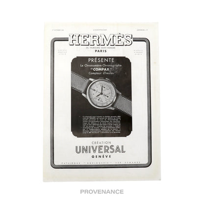 🔴 Hermes Antique Vintage Newsprint Ad - Universal Watch