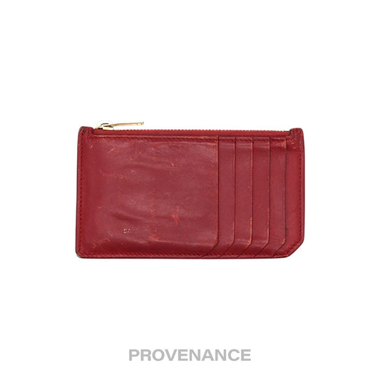 🔴 Saint Laurent Paris SLP Fragment Zip Card Wallet - Red