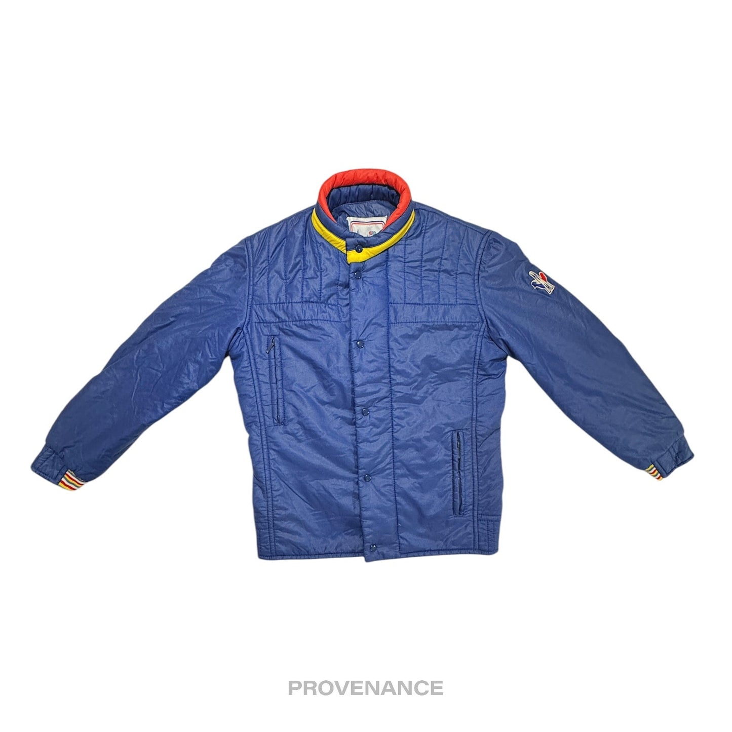 🔴 Moncler Light Ski Jacket - Blue Grenoble Logo Yellow Red