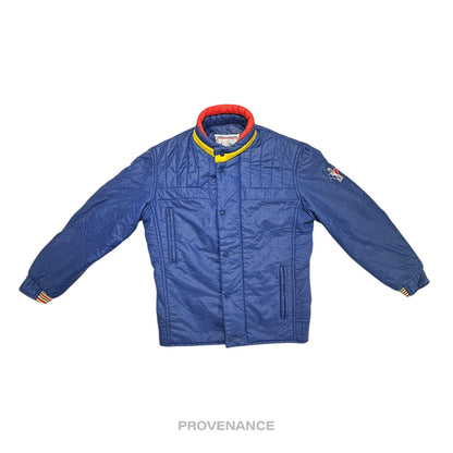 🔴 Moncler Light Ski Jacket - Blue Grenoble Logo Yellow Red