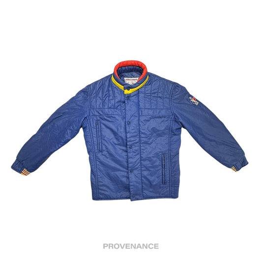 🔴 Moncler Light Ski Jacket - Blue Grenoble Logo Yellow Red