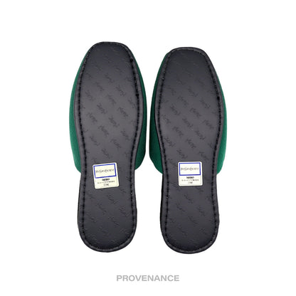 🔴 Yves Saint Laurent YSL Logo Slipper - Green Twill