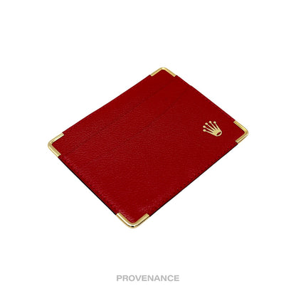 🔴 Rolex Card Holder Wallet - Red Leather