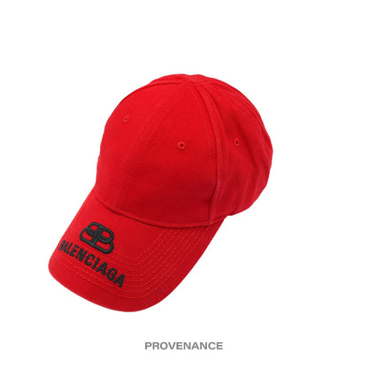 🔴 Balenciaga BB Embroidered Logo Cap - Red Black