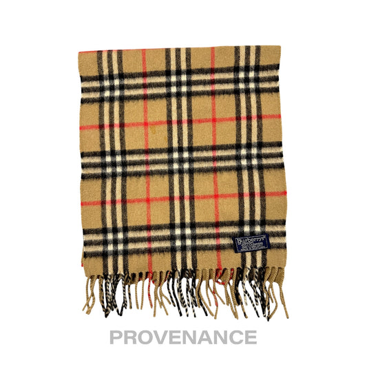 🔴 Vintage Burberrys Scarf Nova Check 100% Cashmere Camel