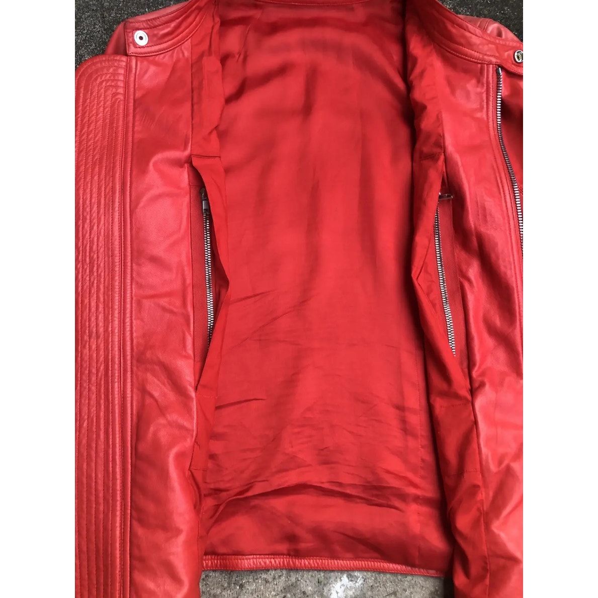 🔴 Rick Owens Walrus Intarsia Leather Jacket - 50 Red