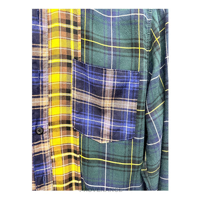 🔴 Lanvin Patchwork Flannel Shirt - Multicolor Plaid 37 14.5