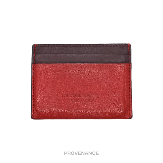 🔴 Burberry Card Holder Wallet - Red Patchwork Leather