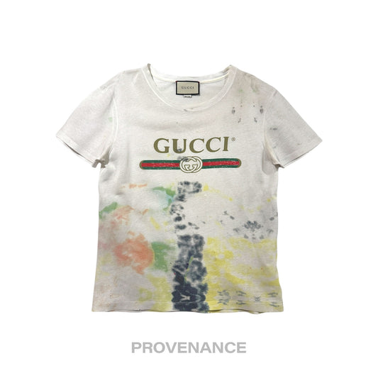 🔴 Gucci GG  Vintage Logo T-Shirt - Tie Dye White  S