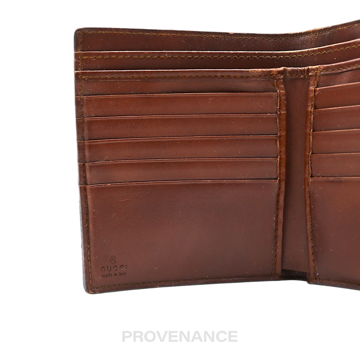 🔴 Gucci Trifold Snap Wallet - GG Supreme Brown