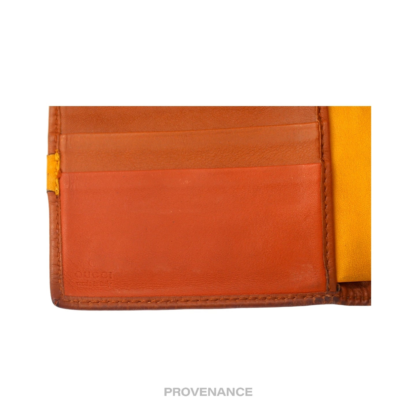 🔴 Gucci Bifold Wallet - Orange GG MicroGuccissima Patchwork