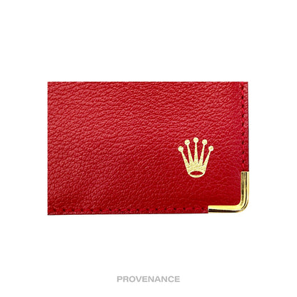 🔴 Rolex Card Holder Wallet - Red Leather