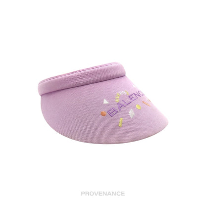 🔴 Balenciaga Logo Embroidered Visor - Lavender Geometric