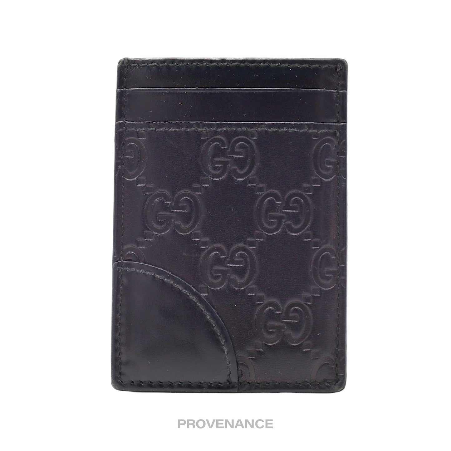 🔴 Gucci Card Holder Wallet - Black Guccissima Leather