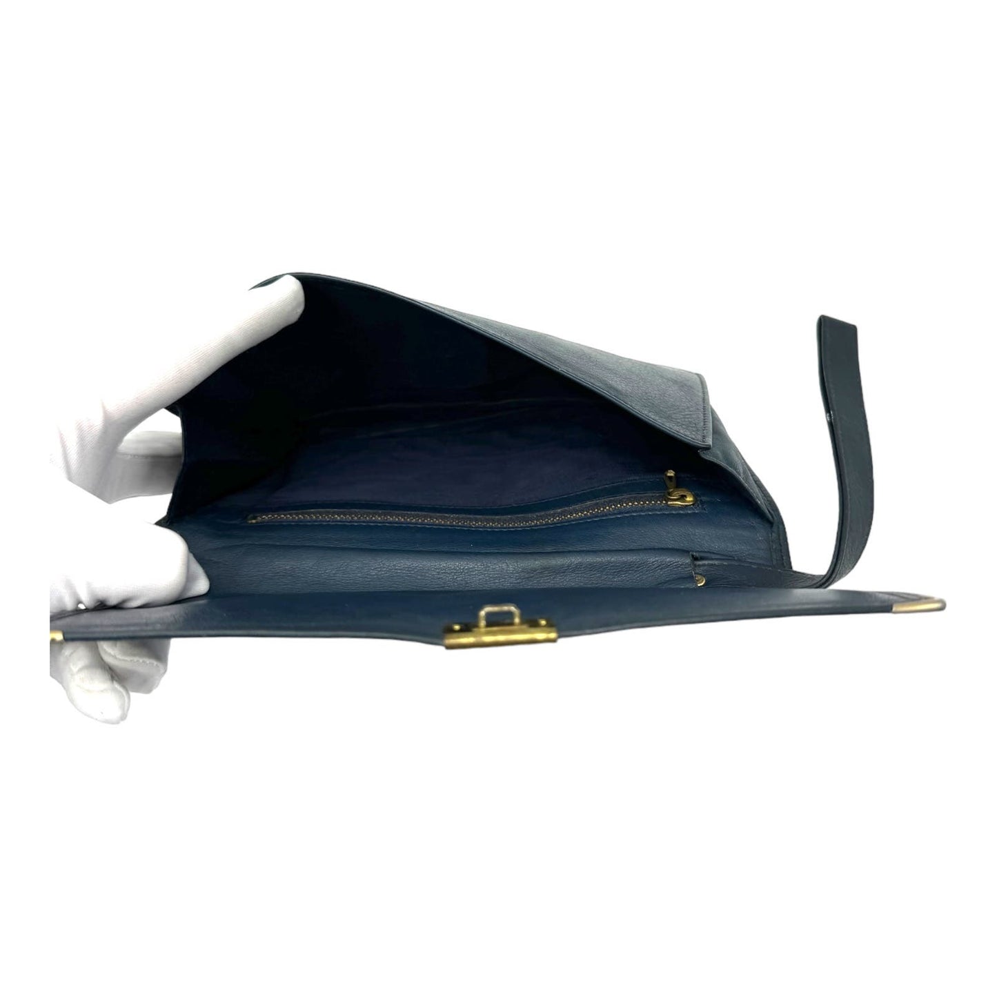 🔴 Balenciaga BB Logo Clutch Bag - Navy Leather