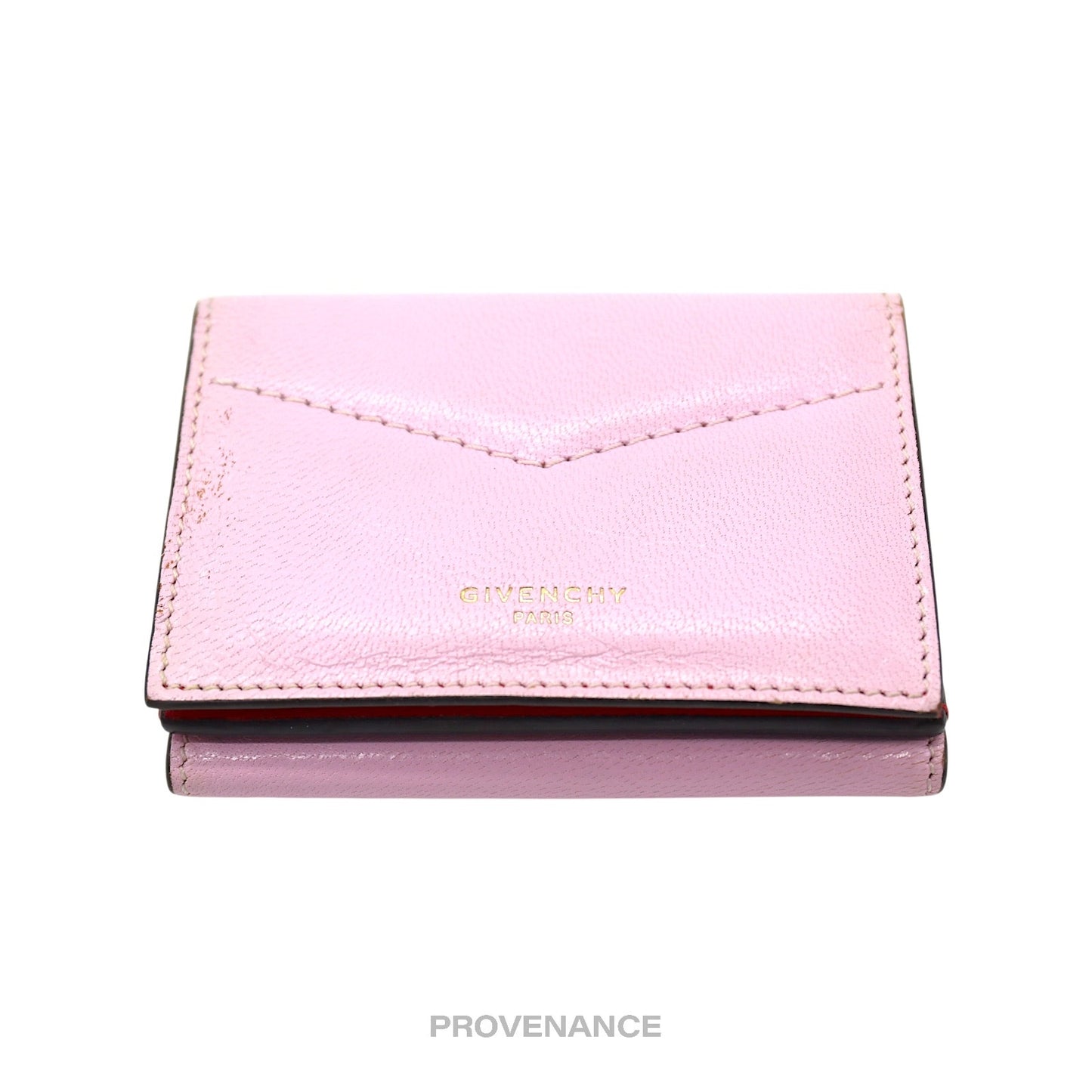 🔴 Givenchy Trifold Wallet - Two Tone Pink Red Leather