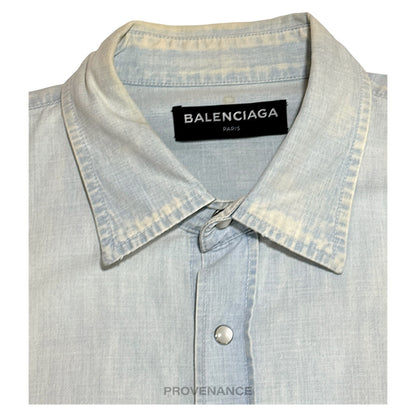 🔴 Balenciaga Chambray BB Dreams Denim Shirt - Blue 39