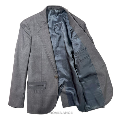 🔴 Lanvin Grosgrain Trim Blazer Jacket Coat - Grey 36 46